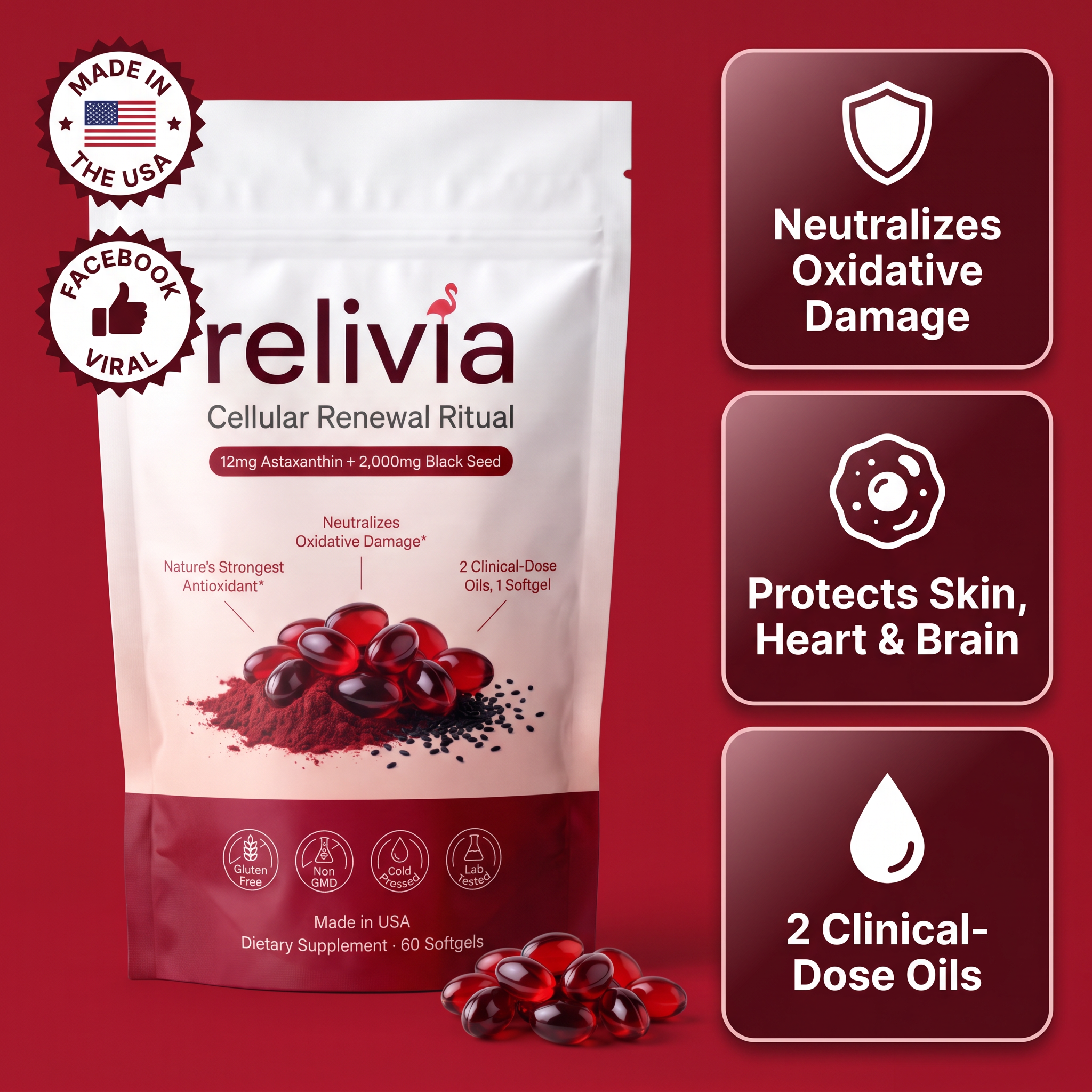 Relivia Cellular Renewal Ritual | Astaxanthin & Black Seed Oil